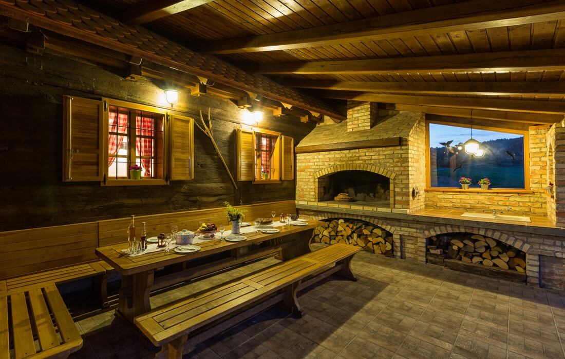 Terrace at night, Eco House Trpuci